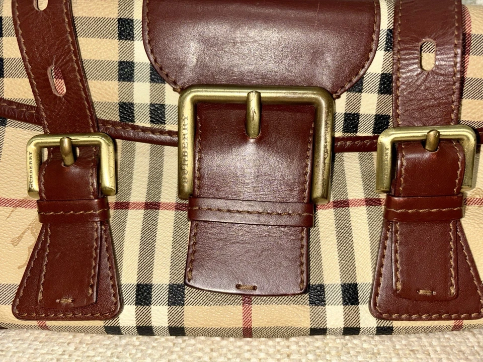 Burberry Vintage Haymarket Tote Brown/Beige T-05-01. Made In Italy - Image 2 of 4