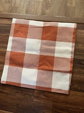 Set of 4  Zipper Throw Pillow Cases Covers Orange White Check Woven Home Decors
