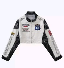 Aelfric Eden Womens Leather Jacket Cropped Motorcycle Biker Coat- Size Xs Nwt