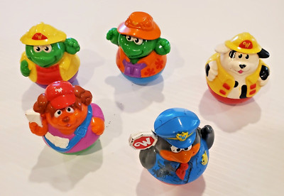 2003 Hasbro Playskool Weeble Wobbles Policeman Fireman Lot of 5 Figures