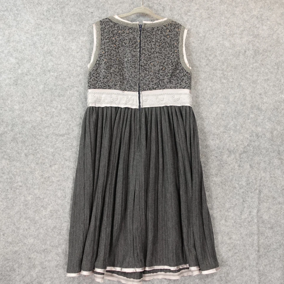 Niñas Elegante Vestido de Fiesta 10 Gris Plateado Lentejuelas Encaje Plisado Vacaciones MONNALISA ITALIA Foto 2 de 4