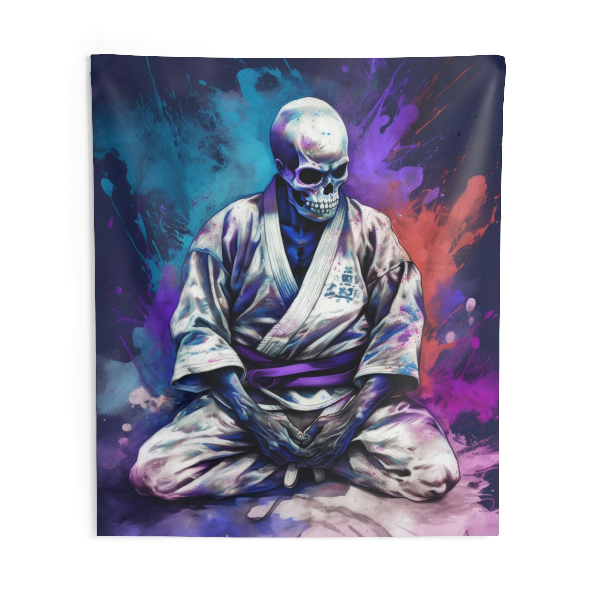 Jiu Jitsu Skeleton Fighter Wall Tapestry - BJJ Art Decor - Gift
