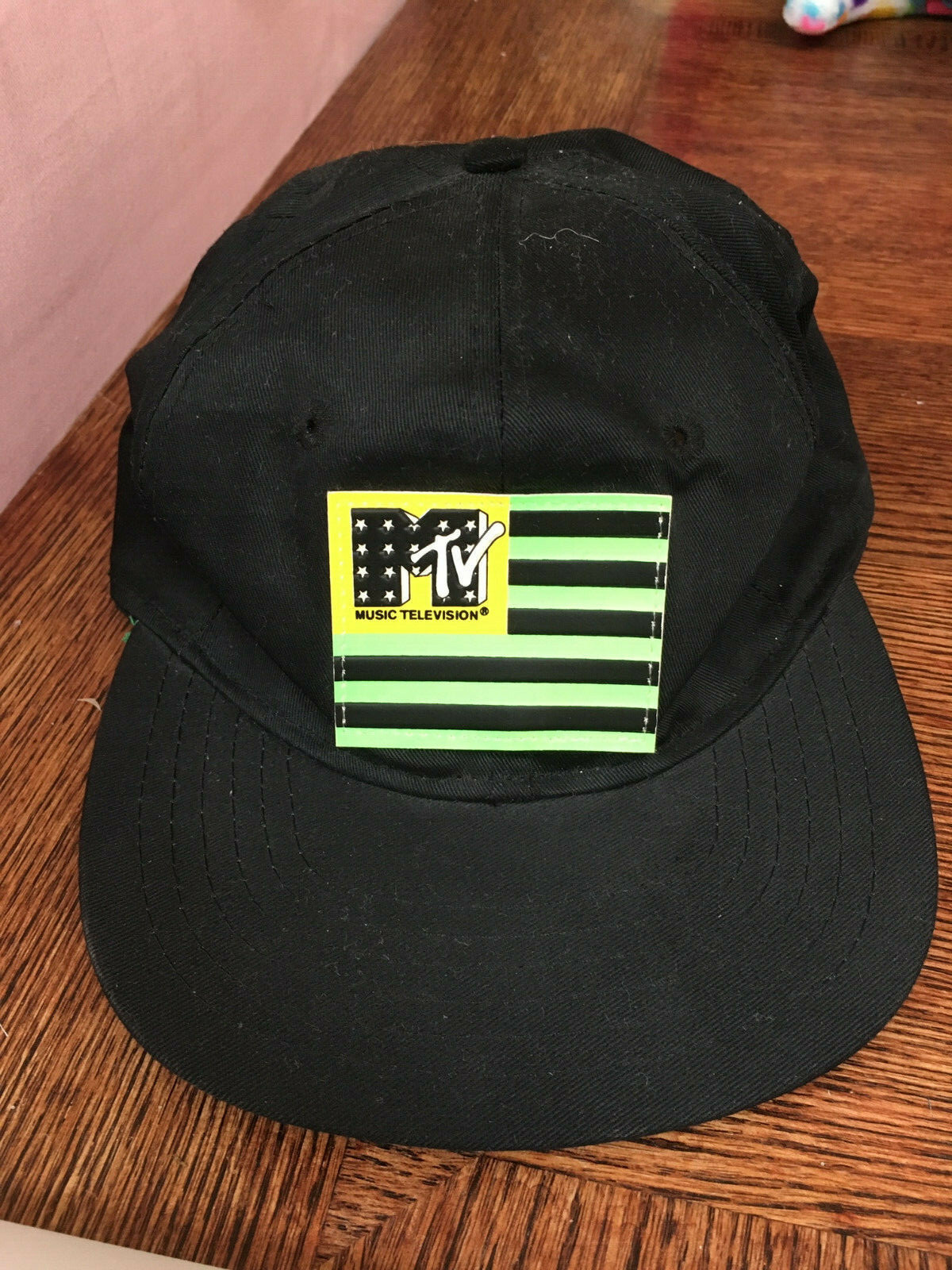 MTV Baseball Cap with Neon American Flag Logo Rare Vi… Gem