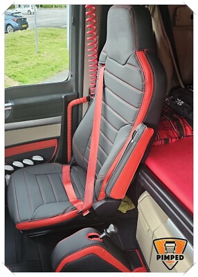 SITZBEZÜGE für MAN TGX / TGS ECO LEDER schwarz mit roten Akzenten