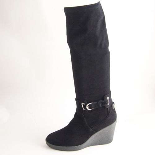 Paciotti Over the Knee Boots Wedge Black Suede Womens Shoe Size EU 39.5 US 9.5 - Picture 1 of 6