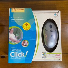 New Vintage Logitech Cordless Click Wireless Optical Mouse