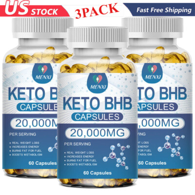 KETO BHB Diet Pills Ketone Weight Loss Fat Burner Carb Blocker Diet Pills 3PACKS
