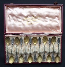 12 Shell Spoons Löffel Muschelform W. Binder 800 Silber Jugendstil Teelöffel