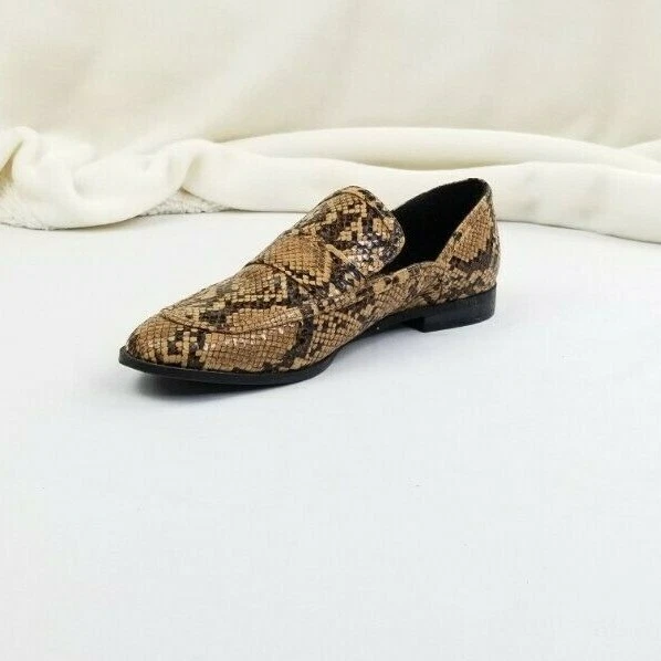Zara Trafaluc Size 37 US 6.5 7 Snake Animal Print Loafer Flat Slip On Shoes