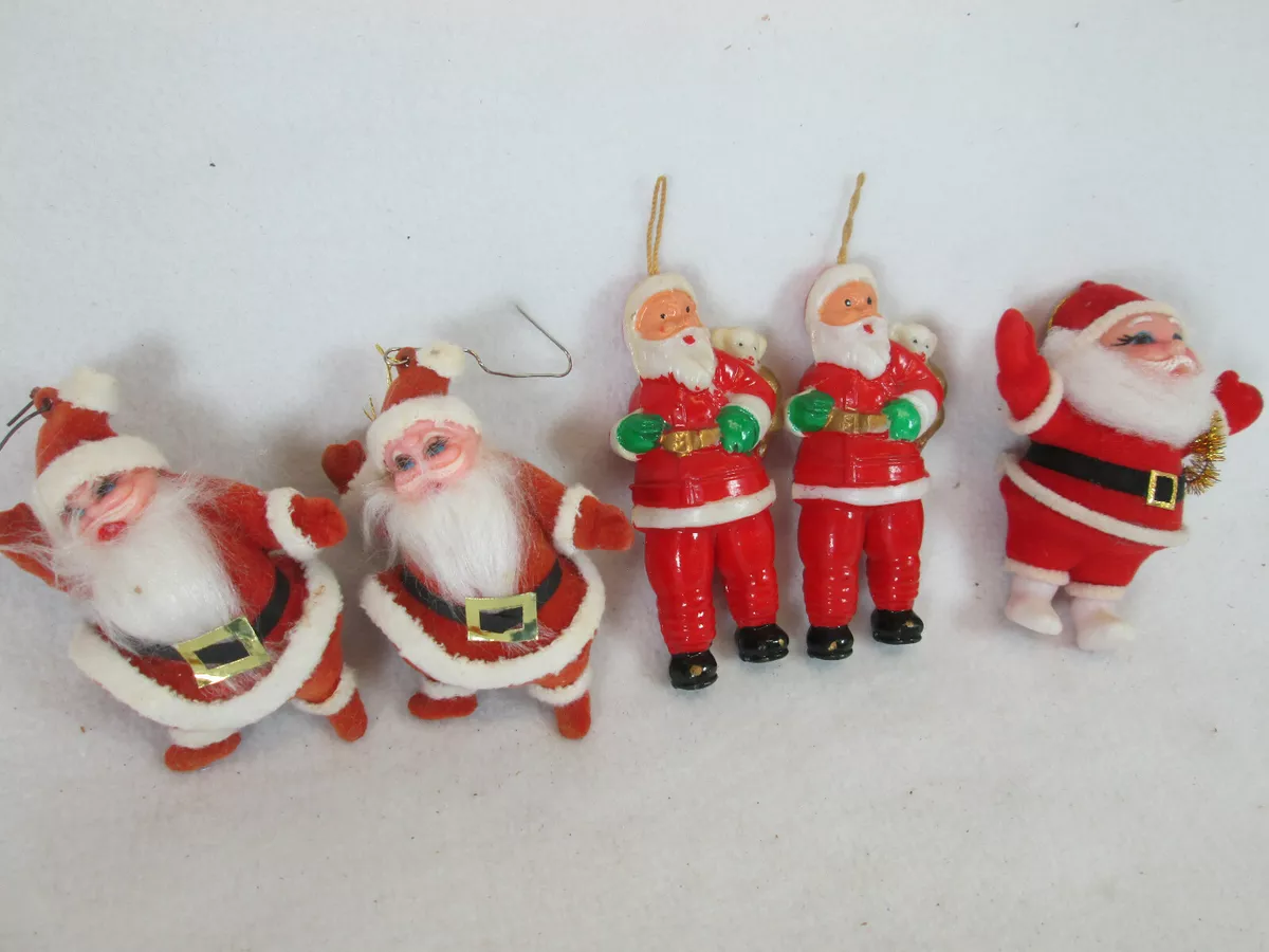 Vintage 1960s lot of 5 Santa Claus Christmas tree ornament ...