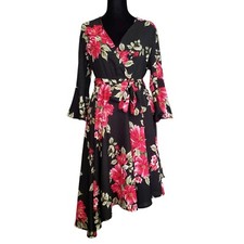 Love Chesley Dark Floral Wrap Dress Size S Witchy Whimsigoth Y2K Party Event