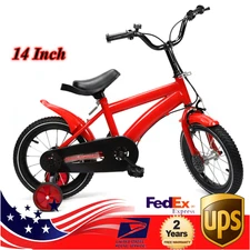 14 Inch Kids Bike Children Boys Girls Bicycle Bike Red with Training Wheels