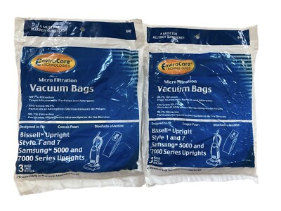 6 Vacuum Bags Enviro Care Bissell Uprights Style 1 & 7 Samsung 5000 & 7000 NOS