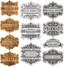 Vintage Sign Clear Stamps Set 7pcs Retro Style Rubber Stamp Silicone Clear Stamp