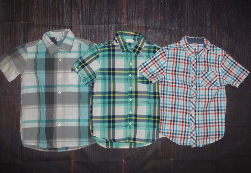 Boys Short Sleeve Plaid Button Up Shirt Lot Size 7-8 Old Navy Gymboree Crazy 8