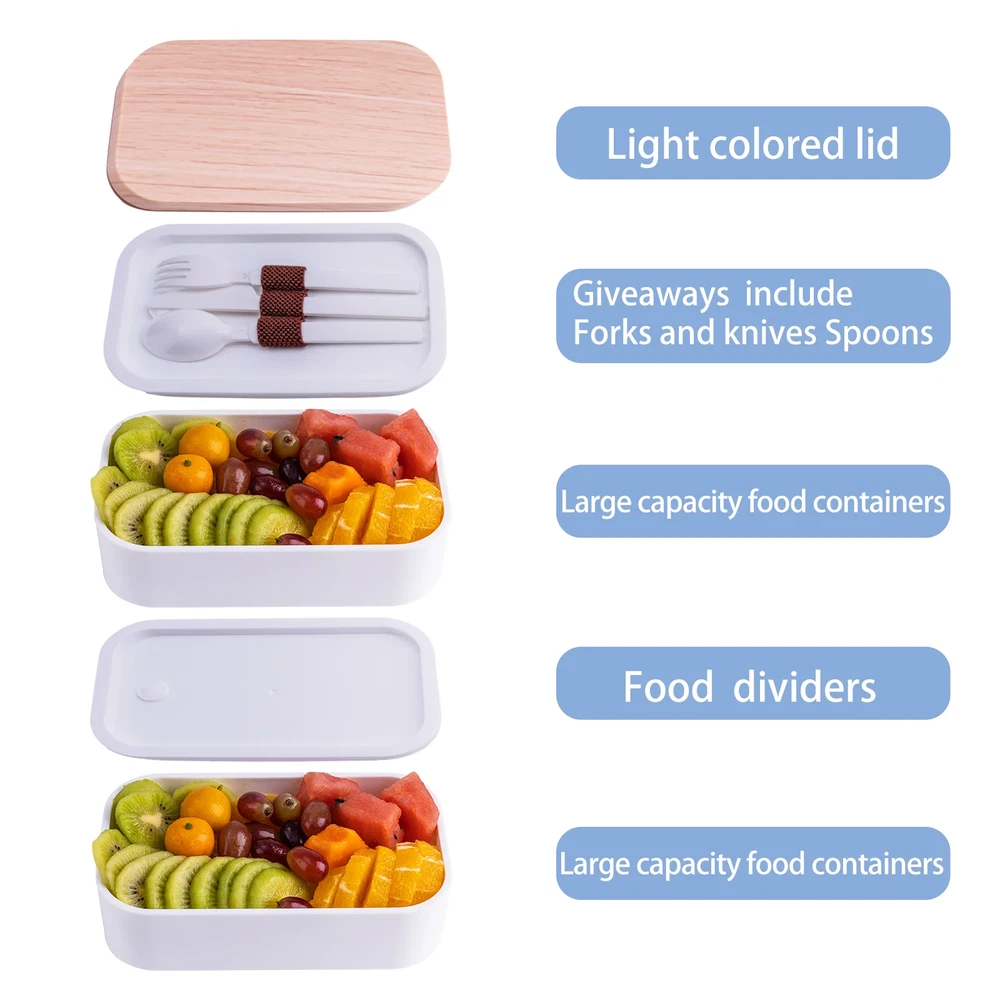 Bento Box ,2 Layer Lunch Box , Leak-Proof, Includes Sauce Container, Divider,Lun