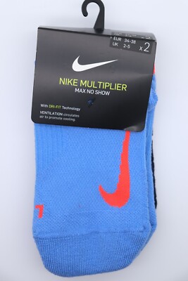 NIKE MULTIPLIER MAX TENNIS NO SHOW SOCKS 2 PAIRS 2PACK CN6940-902 UNISEX K2-5