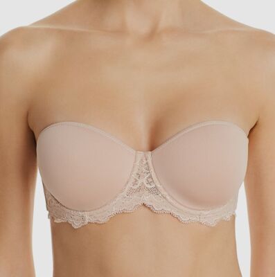 Simone Perele Womens Beige Caresse Strapless Underwire Bra Size 34B