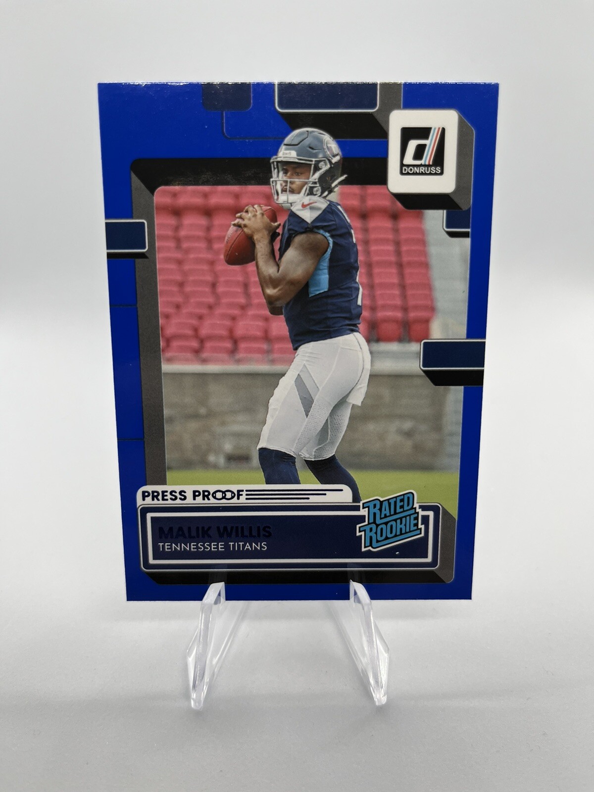 Malik Willis 2022 Donruss #303 Blue Press Proof Rated Rookie Tennessee Titans QB