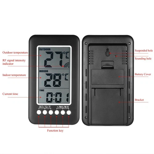 Wireless Indoor/Outdoor Digital Thermometer with Remote Sensor - LCD Temperature - Picture 4 of 7