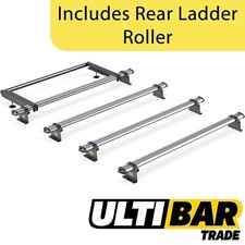 VW Crafter Roof Rack 2006-2017 L2/L3/L4 4x Roof Bars + Roller Van Guard Ultibar