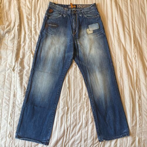 VTG Akademiks Jeans Mens 34 Medium Wash Baggy Hip… - image 1