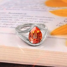 Marvelous Ceylon Orange Sapphire Pear 925 Sterling Silver Handmade Ring 11x9 MM