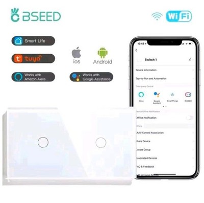 Smart Home Bseed Doppel Lichtschalter WiFi Touch Tuya Smartlife Alexa