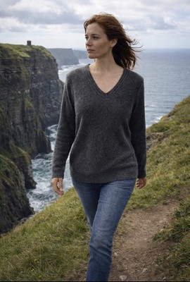 Barefoot Dreams XS Petite CozyChic Lite V Neck Dark Gray Sweater NEW $118