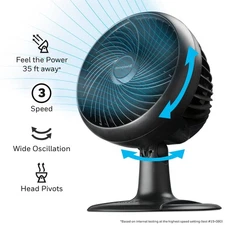 10" Black Turbo Force Power Oscillating Table Fan 35ft Air Circulation Power New