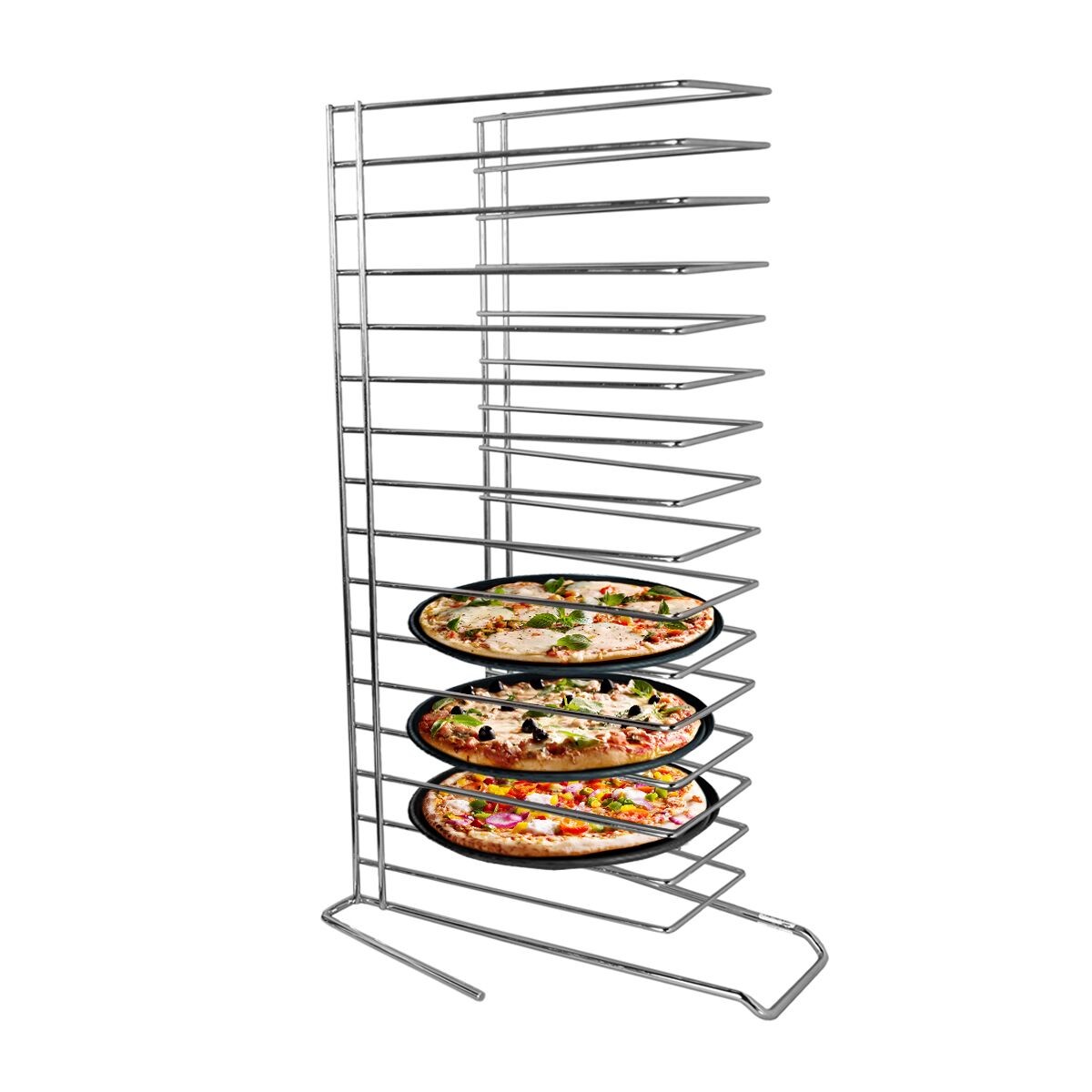 GGM Gastro Pizzablechhalter mit 15 Fächern aus Edelstahl