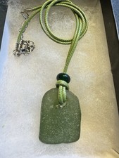 Handmade Beautiful Green Maryland Sea Glass Pendant Necklace With Glass Bead