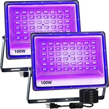 2 Pack 100W LED Black Lights, Blacklight Flood Light with Plug, IP66 Waterpro...