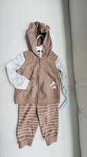 Carter's Unisex 24M 3-Piece Hooded Zip Hoodie Bodysuit Striped Pants