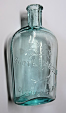 Half Pint Aqua South Carolina Dispensary Palm Tree Strap Side Flask Bottle