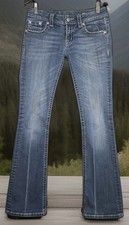 Miss Me Jeans Size 27 30x33 Actual Blue Denim Signature Boot Womens Ships FAST