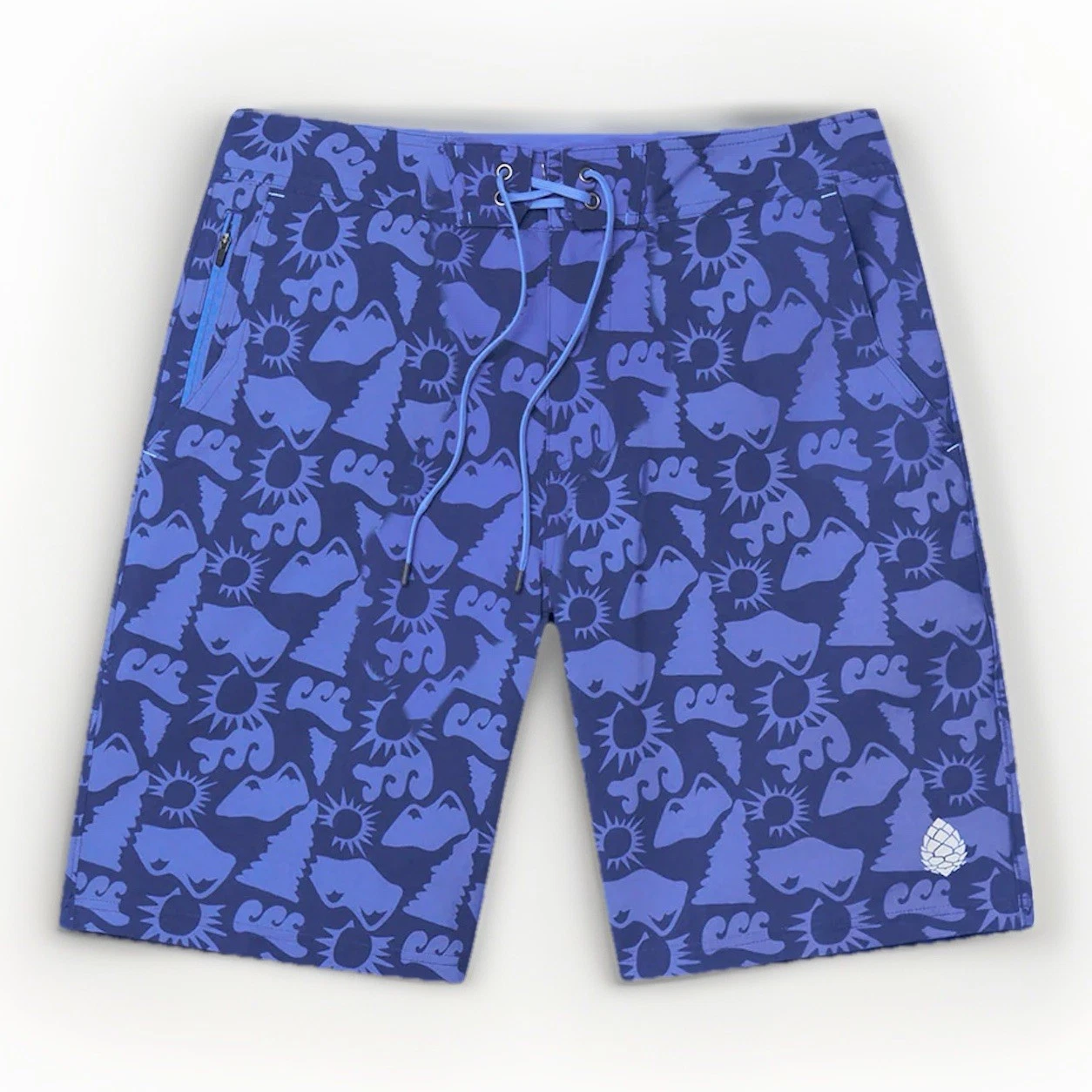 Stio CFS Board Shorts Cobalt Night Alpine Waves 10.5” 36 Stretch Quick Dry UPF