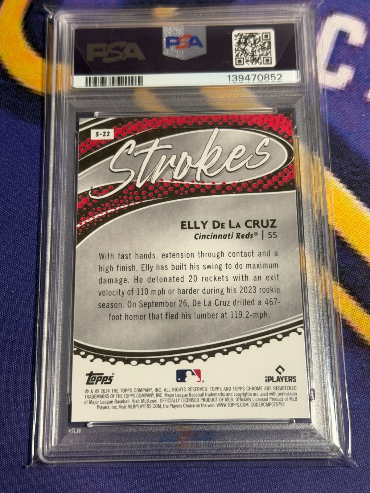 2024 Topps Chrome - Strokes Elly De La Cruz #S-22 (RC) Rookie PSA 10 view 2