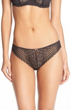 Chantelle 1749 Merci Lace Tanga Thong Panties, Black, Size XL