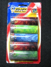 VINTAGE LOT OF 5 TRIPPY SMOKE DESIGN BIC LIGHTERS! BRAND NEW OLD STOCK! FULL!