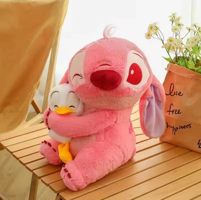 Disney Lilo & Stitch Plush Stitch & Duck Pink Stuffed Toy 12'' Fluffy Toy