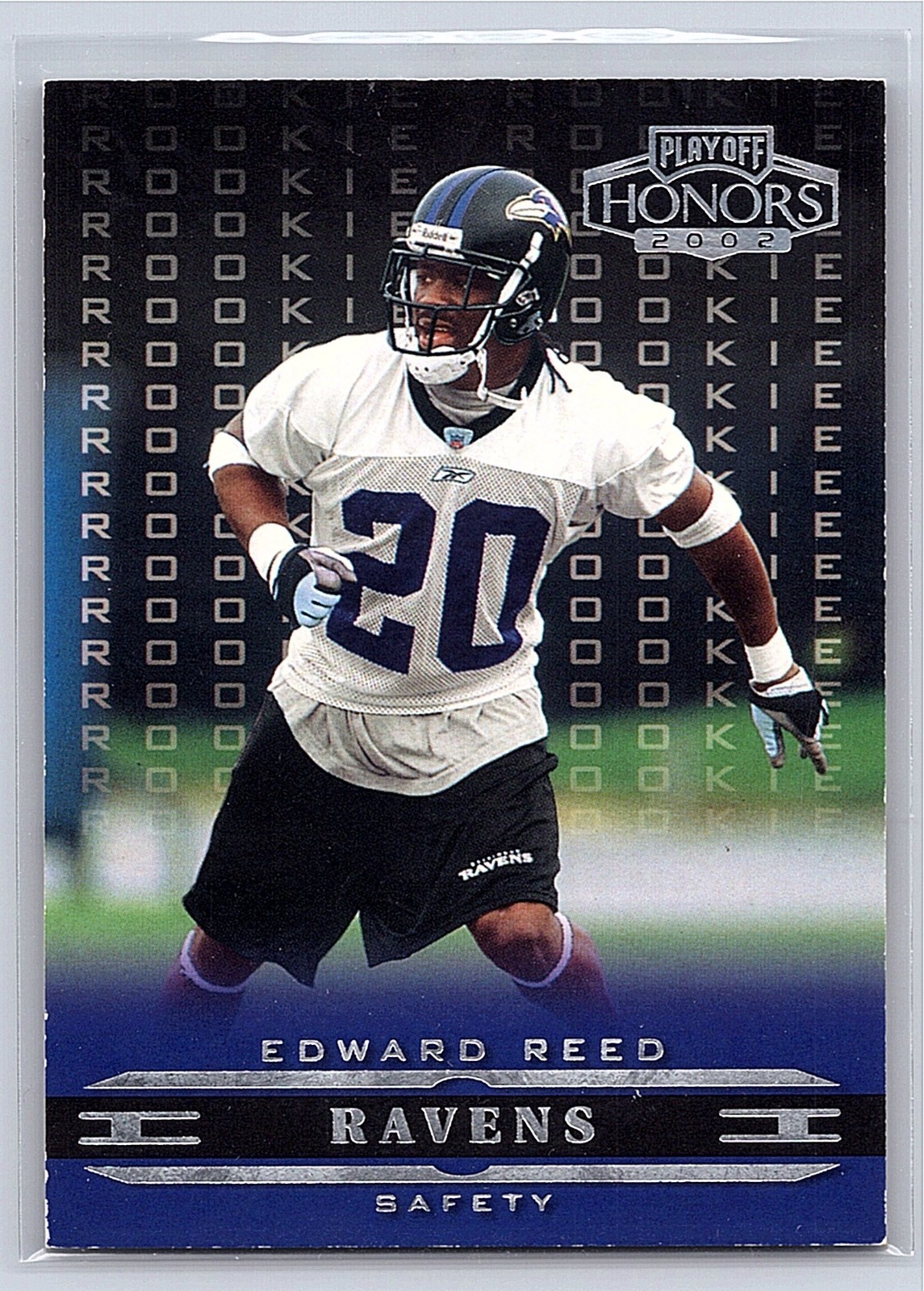 2002 Playoff Honors - Rookie Ed Reed #182 /1000 (RC) Rookie Baltimore Raves SP