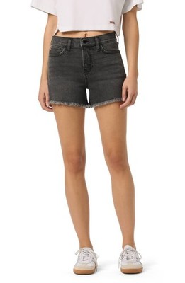 New HUDSON GRACIE Cut Off Frayed Hem Denim Shorts Celia Gray Faded Black Wash 27