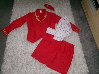 Ladies red Air Hostess complete fancy dress outfit size L 16 by Smiffys.