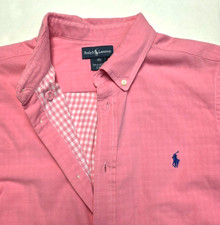 Polo Ralph Lauren LINED Button Front Casual Shirt Boy's 20 XL X-LARGE Pink PONY