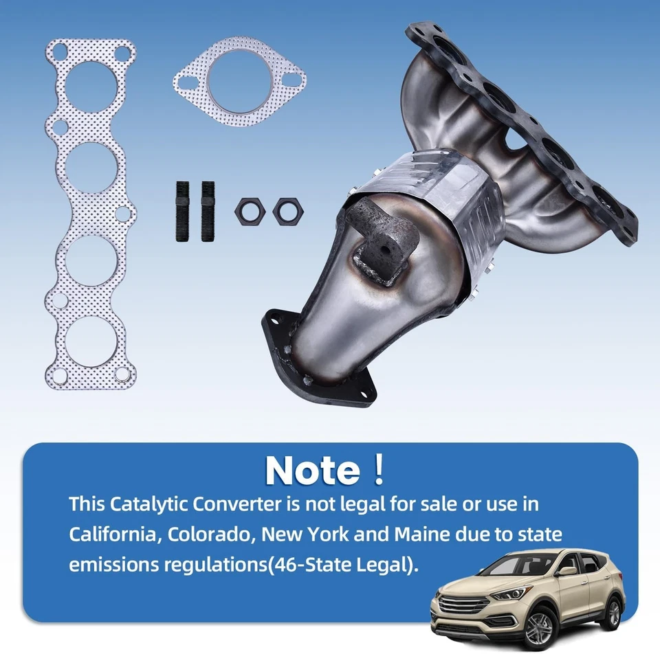 Convertidor catalítico colector delantero para Hyundai Santa Fe Sport 2017-2018 L4 2,4 L Foto 4 de 4