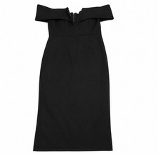 Women’s Black Off Shoulder Bardot Bodycon Midi Dress XL Cocktail Party Evening