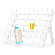 White Plastic Thread Holder Rack Stand With 60 Pegs Sewing Embroidery Storage