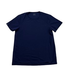 Jaanuu Scrub Top Womens Large L Blue Short Sleeve Zip Pockets Stretch Workwear