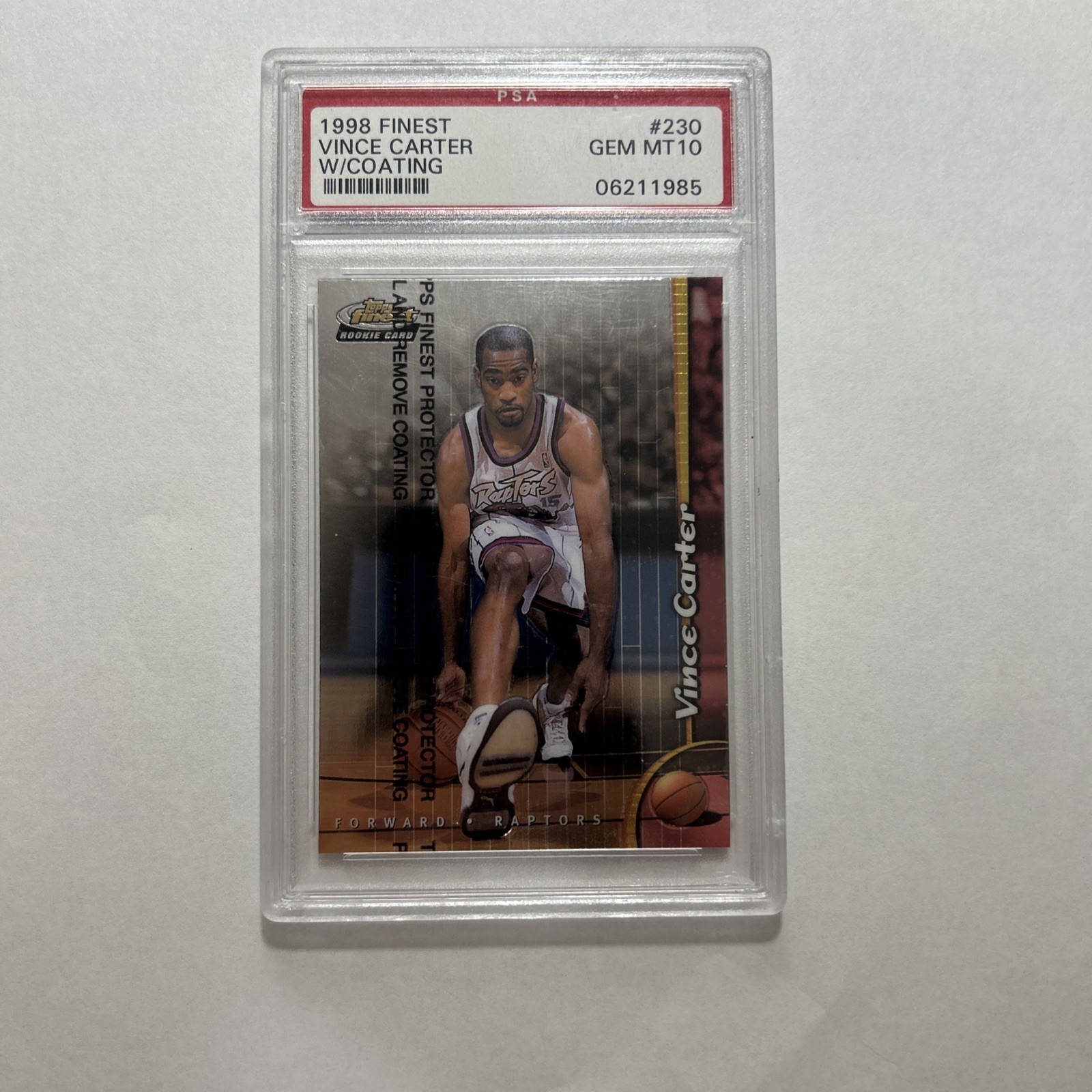 1998 Finest Vince Carter W/COATING HOF ROOKIE RC #230 PSA 10 GEM MINT